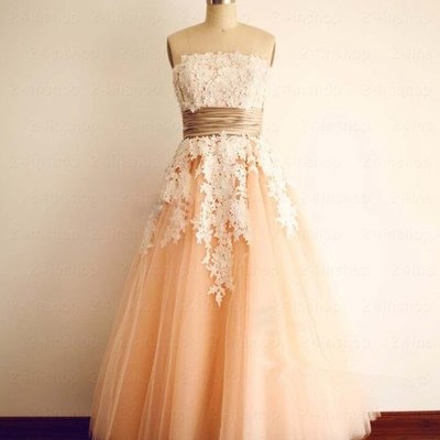 2017 custom peach lace homecoming dress, lace wedding dress - Thumbnail 5