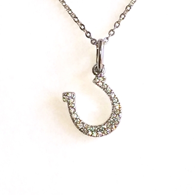 ADRIANA ORSINI Sterling Silver Pave Horseshoe Pendant Necklace