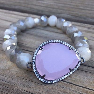 Pink opal crystal bracelet