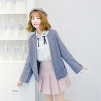 College Wind High Waist Pleated Skirt - Thumbnail 1