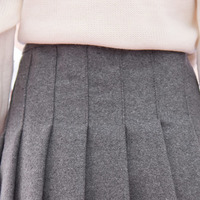 2016 New Fashion High Waist Woolen Pleated Skirt - Thumbnail 1