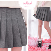 2016 New Fashion High Waist Woolen Pleated Skirt - Thumbnail 3