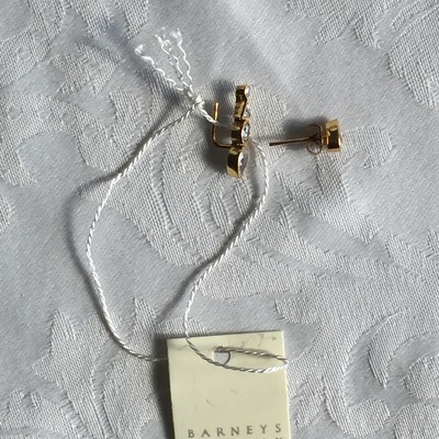 Katie diamond gold stud & ear pin earring set 