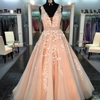 Beautiful handmade tulle  prom dress with lace applique,formal dress - Thumbnail 1