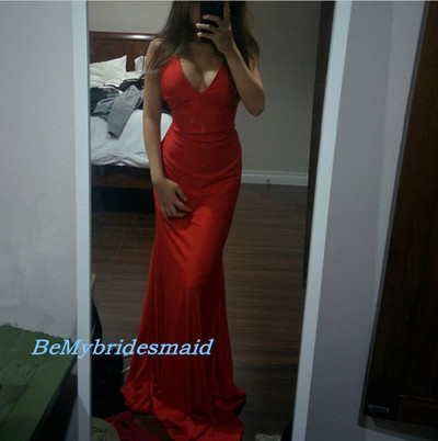 Sexy Spandex Red Mermaid Prom Gowns, Red Party Dresses, Evening Dresses