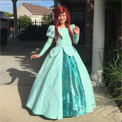 P290  movies cosplay costume movie teal ariel princess dress with sequins green