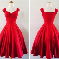 Simple red sweetheat short prom dress , cocktail dresses - Thumbnail 2