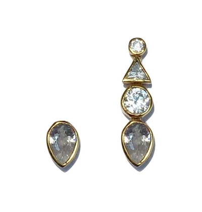 KATIE DIAMOND Gold Stud & Ear Pin Earring Set 