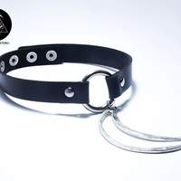 Moon black vegan leather choker - Thumbnail 1