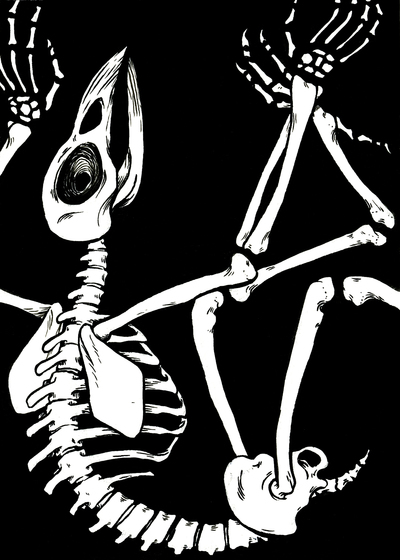 Birdish: Skeleton IV (5x7 print)