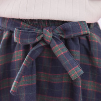 College Wind Grid Skirt with Bowknot - Thumbnail 1