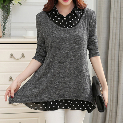 Xl-5xl grey oversized long sleeve shirt sp168213