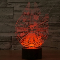 3D Star Wars Millennium Falcon 7-Color LED Night Light Touch Switch USB Table Desk Lamp Decor  - Thumbnail 2