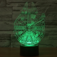 3D Star Wars Millennium Falcon 7-Color LED Night Light Touch Switch USB Table Desk Lamp Decor  - Thumbnail 3