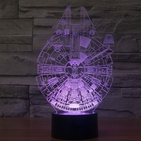 3D Star Wars Millennium Falcon 7-Color LED Night Light Touch Switch USB Table Desk Lamp Decor  - Thumbnail 4