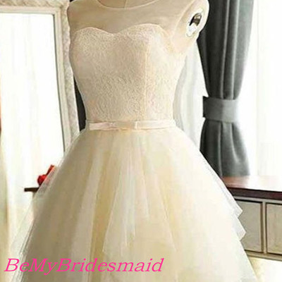 Lovely ivory short tulle and lace party dresses, cute prom dresses, lovely party dresses