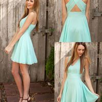 Simple chiffon V-neck short prom dresses,homecoming dress,cocktail dress - Thumbnail 1