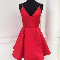 Mini red short prom dress,homecoming dress,cocktail dress - Thumbnail 1