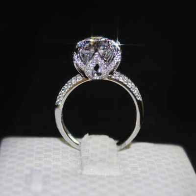 R583 silver flower ring