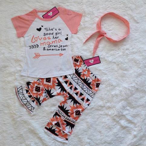 She's A Good Girl Top, Pants and Headband 3 Piece Set