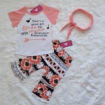 She's A Good Girl Top, Pants and Headband 3 Piece Set