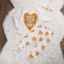 Newest Addition To The Family Onesie, Pants and Headband 3 Piece Set - Thumbnail 1