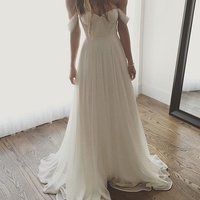 Simple white A-line chiffon long prom dress,wedding dress - Thumbnail 1