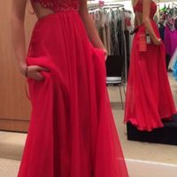 Red chiffon beading long prom dresses, 2017 evening dress with trian - Thumbnail 1