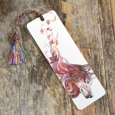 Season wolf autumn - bookmark