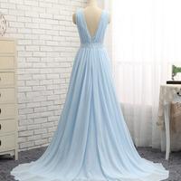 Charming V-neckline Light Blue Prom Dresses, Blue Evening Gowns, Party Dresses 2017 - Thumbnail 1