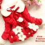Girls Red and White Flowers Gorgeous Faux Fur Coat-1