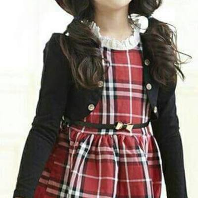 New autumn fashion long sleeve england style two piece cotton girl dress with belt children patchwork plaid dress