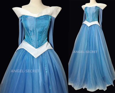 P940 COSPLAY iridescent blue Dress Princess sleeping beauty Costume Aurora women