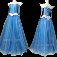 P940 COSPLAY iridescent blue Dress Princess sleeping beauty Costume Aurora women - Thumbnail 2