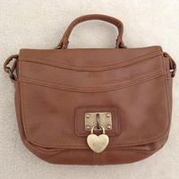 Brown Crossbody Bag with Gold Heart Locket  - Thumbnail 1