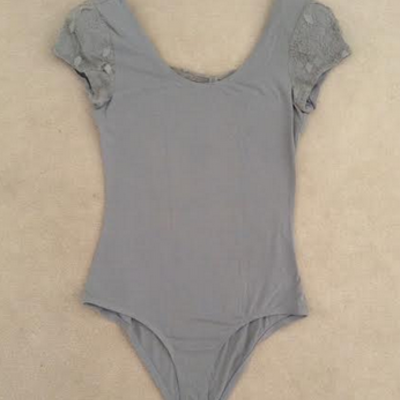 (new no tags) light sage body suit with lace details