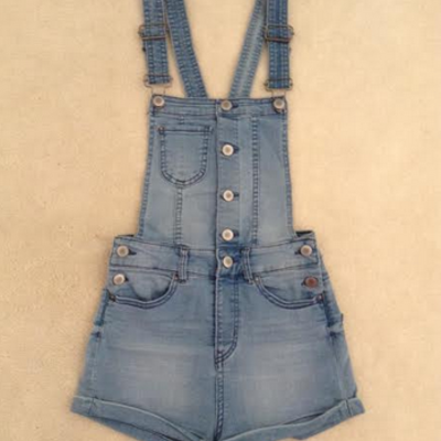 (new no tags) overall denim shorts with detachable straps