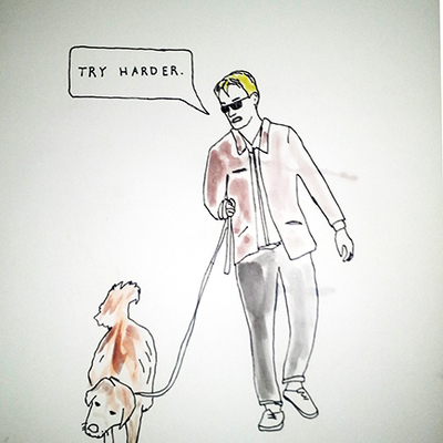 Drug snorting man with drug sniffing dog