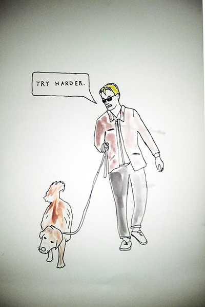 drug snorting man with drug sniffing dog