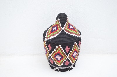  SOLD SOLD SOLD Berber Basket Handwoven Vintage Moroccan Berber Wool Lidded Basket 