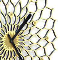 Gigantic Sunflower Clock - XXL size golden clock with floral motives - Thumbnail 4