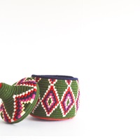 Berber Basket Handwoven Vintage Moroccan Berber Wool Lidded Basket  - Thumbnail 1