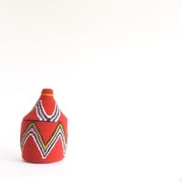  SOLD SOLD SOLD Berber Basket Handwoven Vintage Moroccan Berber Wool Lidded Basket  - Thumbnail 2
