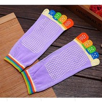Stylish Yoga Anti Skid Non Slip Socks - Colorful 5 Finger Toe Breathable! - Thumbnail 2