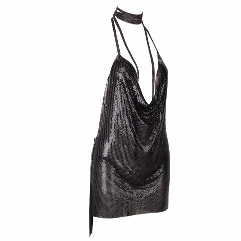 Black Glittery Shine Mini Dress