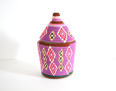  SOLD SOLD SOLD Berber Basket Handwoven Vintage Moroccan Berber Wool Lidded Basket 