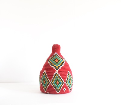    SOLD SOLD SOLD Berber Basket Handwoven Vintage Moroccan Berber Wool Lidded Basket 