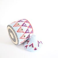 Berber Basket Handwoven Vintage Moroccan Berber Wool Lidded Basket  - Thumbnail 1