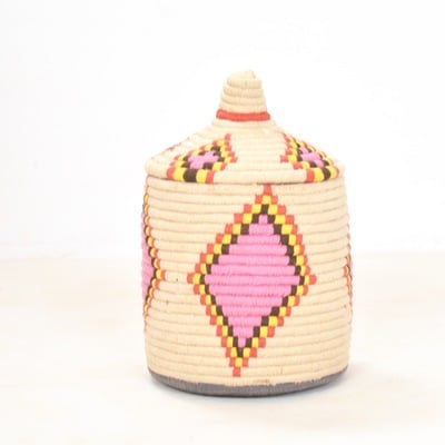  berber basket handwoven vintage moroccan berber wool lidded basket 