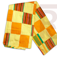 Kente Handwoven Cloth Asante Ghana African Art 6 yards - Thumbnail 1